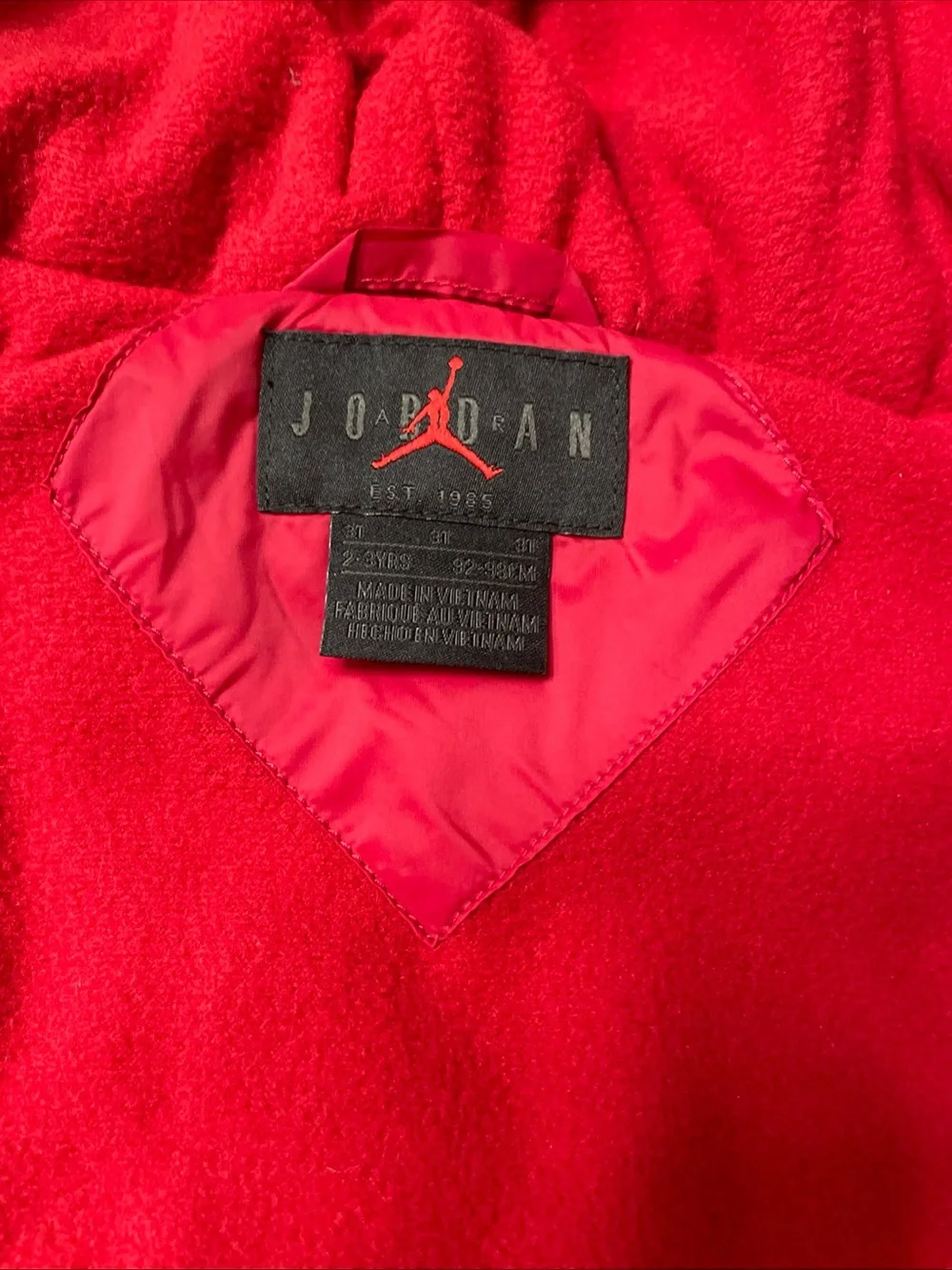Jordan Red and Black Puffer Hoodie Jacket Size 3T